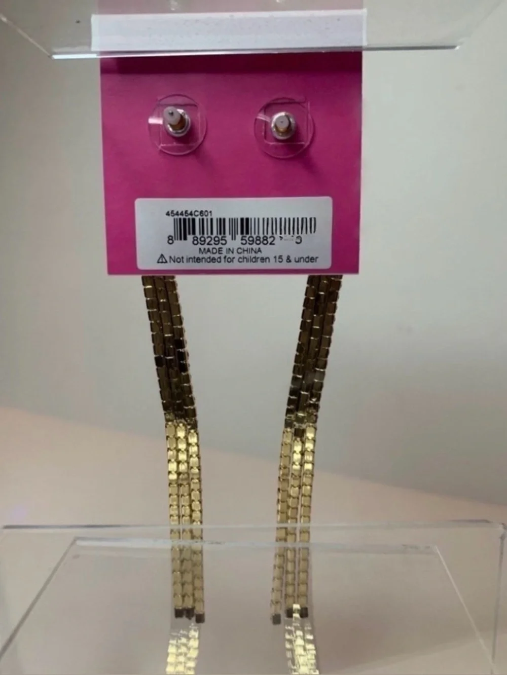 BETSEY JOHNSON Christmas Holiday Crystal-Studded Linear Candy Cane Earrings NWT